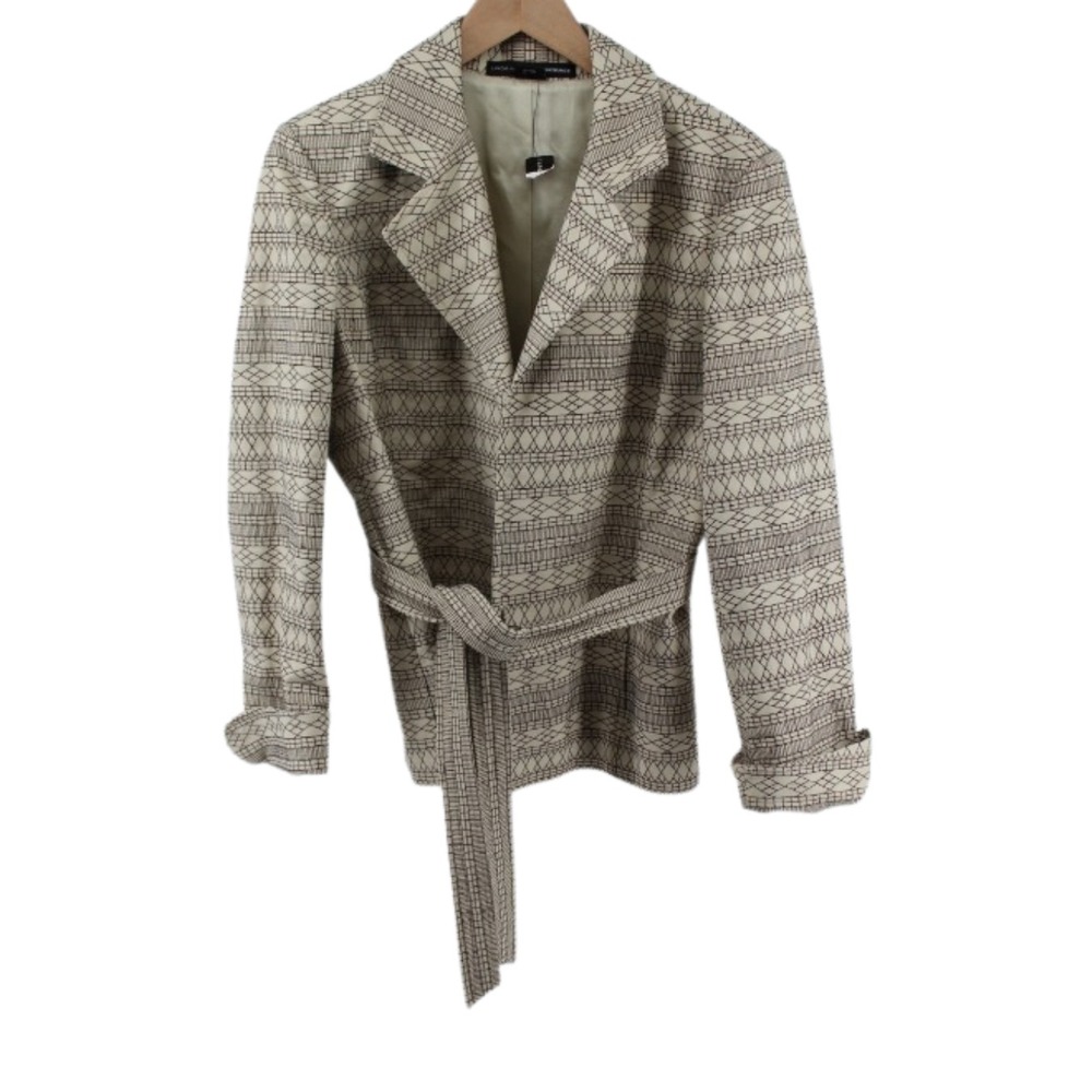 Linda Allard Ellen Tracy Tan‎ Belted Blazer Jacket Women's Size 12 NWT